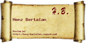 Henz Bertalan névjegykártya